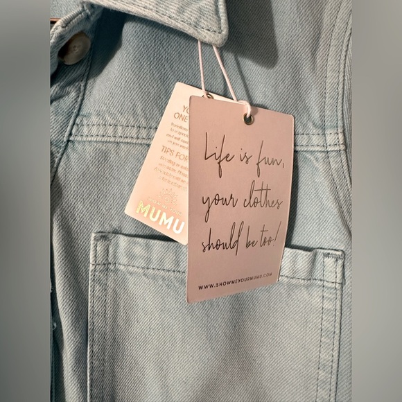 NWT SHOW ME YOUR MUMU | Revolve | XL Cannon Romper Spring Blue Denim Cotton NICE - Picture 8 of 16